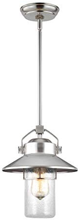 Outdoor IP44-1 Bulb Outdoor Ceiling Pendant Light Fitting - Painted Brushed Steel - LED E27 60W Bulb - Outside - External - Exterior