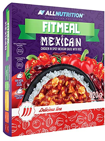 ALLNUTRITION FITMEAL Gesundes Fertiggericht - Schnelle Einfache Zubereitung Haltbar Ohne Konservierungsstoffe - Ohne Kühlung Leckere Füllung Fit Kalorienarm - 420g Mexikanisch