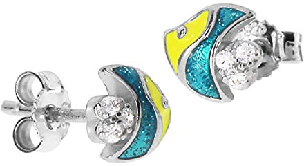 Ohrstecker - kleiner Fisch - Silber 925/000 - Zirkonia
