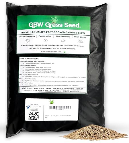 GBW Grass Seed 0.5kg - Covers up to 30 m2 (325 ft2) - Premium Quality Lawn Seed - Rapid Growth – Can Germinate Quick as 10 Days - Hard Wearing Against Pet Urine - Tailored to UK Climate - 100% Refund