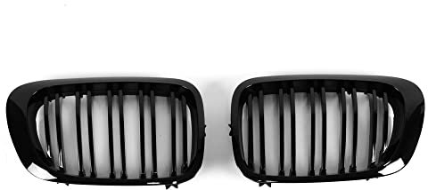 Nieren Kühlergrill SATZ 2x Zubehör Sport Frontgrill Grill Niere Doppelsteg eintragungsfrei schwarz hochglanz ABS-Kunststoff X-Parts für 3er E46 Coupe Cabrio SPORT Baujahr 1999 bis 2003 1023218