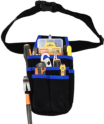 Klein Werkzeugtasche mit Gürtel, 25 x 13 cm Professionelle Elektriker Werkzeuggürtel 600D Oxford Stoff wasserdichte Hardware Werkzeug Belt Tool Bag Garten Gürteltasche, Blau