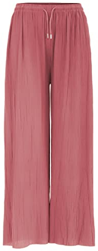 Van Der Rich ® - Weite Plissee Hose High Waist und Verstellbar Bänder - Damen (Rosa, One Size)
