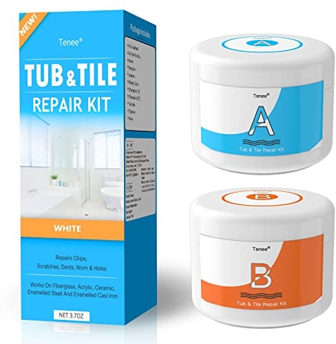 Tenee Bath Repair Kit - White, Enamel, 3.7 OZ, Water Resistant, Plastic, Bathtub & Shower Repair, Scratch, Holes, Cracks