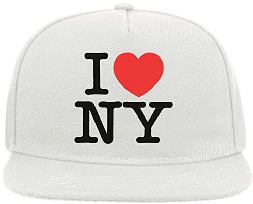 I Love NY I Love New York Snapback Flat Visor Cotton Blend Cap Weiß