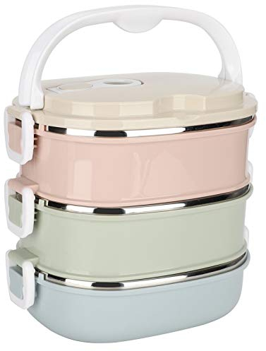 Isolierte Lunchbox, Tragbare Edelstahl-Box Stapelbare Auslaufsichere Thermo Lunchbox für Warme Speisen Thermo Boxen Schüssel Lebensmittelbehälter Büro Arbeit Zuhause