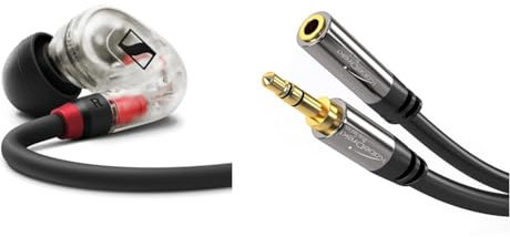 Sennheiser IE 100 PRO Dynamischer In-Ear-Monitoring-Kopfhörer, Transparent & KabelDirekt – 5 m – Kopfhörer-Verlängerungskabel, 3,5-mm-Klinken-Verlängerung (Aux-Audiokabel, Klinkenstecker, schwarz)
