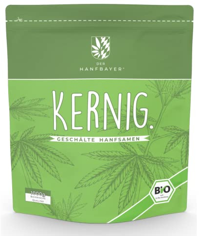 Der Hanfbayer® regionale Hanfsamen geschält Bio 1kg [PROTEINREICHES SUPERFOOD] - inkl. LECKERER E-Rezepte - Vegan & Rohkostqualität - Reich an Protein, Omega-3 & Magnesium