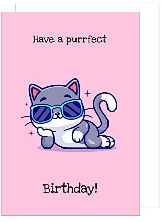 Edition Seidel Premium Geburtstagskarte mit Umschlag. Glückwunschkarte Billet purrfect Happy Birthday Humor Lustig cool Frau Mädchen Teenager Katze (G3453 SW023)
