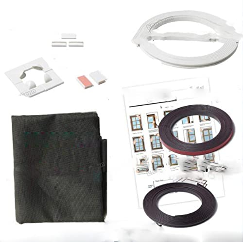 Verstellbares magnetisches Fenstergitter für Fenster, Anti-Moskitonetz Mesh mit Vollrahmen, abnehmbar, waschbar, mit einfacher DIY-Installation, B 65 cm x H 115 cm, schwarzes Netz, brauner Rahmen