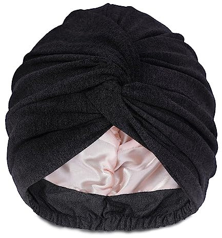 Hat Hut Silk Seidenhaube zum Schlafen Satin Turban für Frauen Satin Bonnet Schlafmütze für Locken Schlafen Verstellbarer Kopf Wrap Turban (Dark Gray)