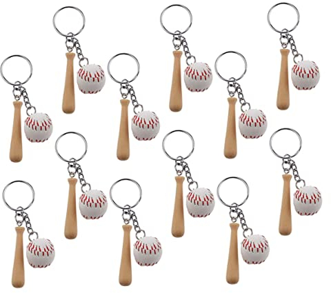 12st Baseball-schlüsselanhänger Weißer Baseball Schlüsselanhänger Masse Sportler-souvenir Sport-anhänger Neuheit Baseball-anhänger Baseballschläger Pu Wagen Reisen