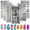 MWOOT 6 Stücke Nagel Schablone Stempel, Leopardenmuster Geometrie Blume Blatt Kristall Thema Nagel Kunst Stempelplatte, Nail Art Plates Nagelstempel Maniküre Tool Kit