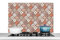 KitchenYeah© Küchenrückwand Platte Spritzschutz Küche Deko Aluminium Platte Spritzschutz Herd Alternative für Selbstklebende FolieMosaik - Vintage - Fliesen - Orange - Patchwork - Blumen - 100x65 cm