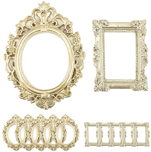 HOMSFOU 12 Stück Vintage-Bilderrahmen Aus Kunstharz Retro- Und Rechteckiger Fotorahmen Mini-Schmuck-Display-Rahmen Für Diy-Telefonhülle Bastelzubehör