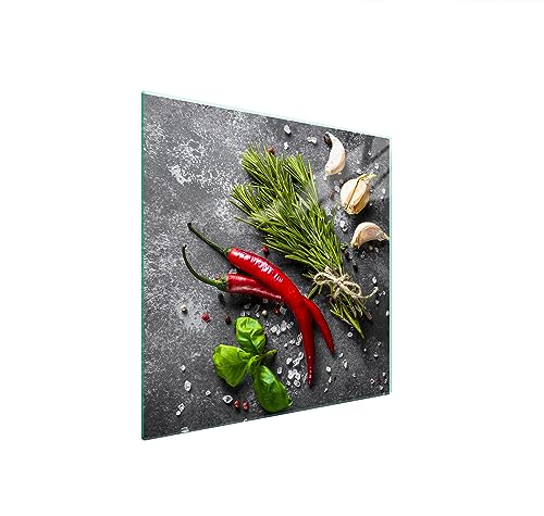 TMK ArtDeko Herdabdeckplatte 1 Teilig 50x52 cm - Spritzschutz Herdabdeckung – Herdschutz aus Sicherheitsglas – Robust, Hygienisch & Rutschfest– Schutz für Induktion, Ceran, Gas & Elektro