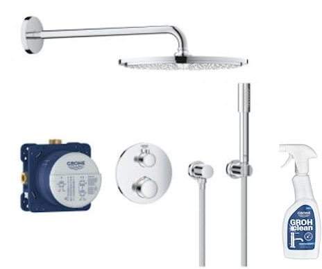 Robinet douche thermostatique encastrable Grohe Grohtherm Cube Rainshower Allure 230 + Nettoyant