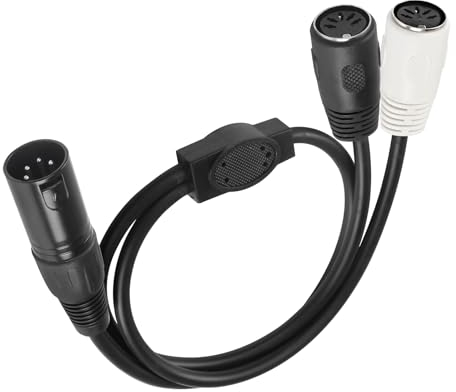 XMSJSIY MIDI 5 PIN DIN to XLR Splitter Y Adapter Cable 4 PIN XLR Male to Dual MIDI DIN Audio Extension Cable for MIDI Keyboard Synthesizer, Organ, Electric Piano, MIDI Guitar - 50cm