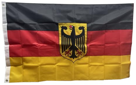 Stormflag Deutschland Fahne mit adler 90 x 150 cm Deutsche Flagge mit Messing-Ösen 210D Nylon-Material 3x5ft Two Brass Eyelets, Vibrant Colour and UV-Resistant