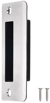 sourcing map Door Strike Plate, 90mm x 40mm 201 Stainless Steel Latch Deadbolt Strike Plate for Door Frame Door Jamb, Silver
