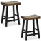 COSTWAY Bar Stools Set of 2, Solid Wood Saddle Seat Stools with Humanized Footrests, Retro Counter Height Breakfast Kitchen Stool for Home Pub Dining Room, 150kg Weight Capacity (44 x 33 x 62 cm)
