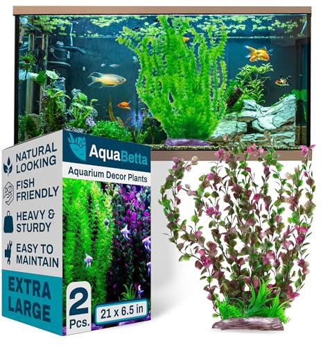 Aquabetta Aquarium-Dekoration, Kunststoffpflanzen, extra groß, große künstliche Fische, Axolotl und Schildkröte, Aquarium-Dekoration, natürlich aussehendes Zubehör, realistische, hohe
