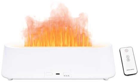 Airmpa Aroma Diffuser 250ML, Aroma Diffuser Mit Flammen Effekt, Licht mit 7 Farbwechseln, Diffusor für ätherische Öle,luftbefeuchter, Kann im Schlafzimmer, Büro, Yoga verwendet Werden (Weiß)