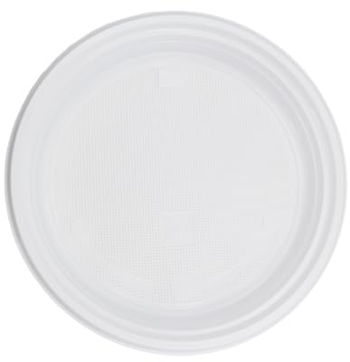 Commerline Lot de 500 assiettes en plastique - Réutilisables - Diamètre : 22 cm - Passent au lave-vaisselle