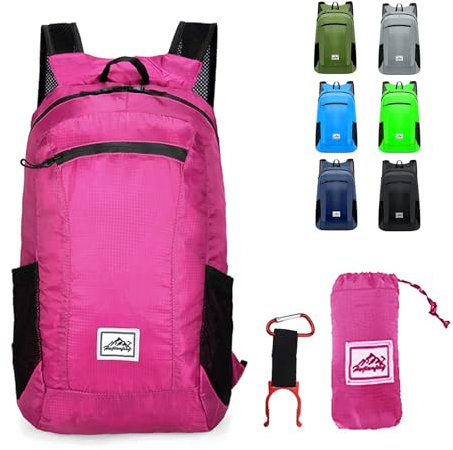 Lywencom Zaino da trekking, ultraleggero, 20 l, impermeabile, pieghevole, leggero, impermeabile, adatto per campeggio all'aperto, picnic (rose red)