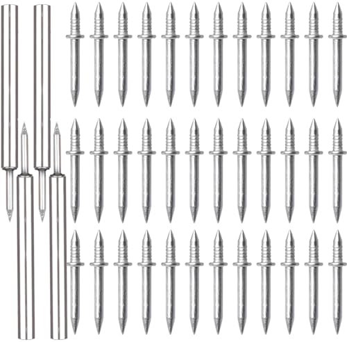 Chiodi a testa doppia, 400 pezzi senza cuciture con filo a doppia testa per battiscopa senza tracce, viti per battiscopa con 4 utensili per manicotti specifici per chiodo