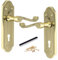 Betley Butterfly Ashford Door Handles Key Lock, Pair Brass 168mm x 47mm Backplate, Vic Scroll Lever Handle for Interior Wooden Doors