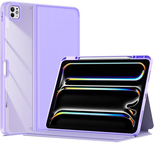 ProCase Funda para iPad Pro 13 Pulgadas M5/M4 (2025/2024), Carcasa Protectora Transparente Tipo Folio con Portalápiz Cubierta para 7ª Generación 2024/2025 iPad Pro 13 Pulgadas m5/M4 -Violeta