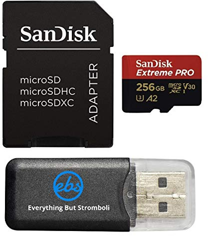 SanDisk Carte microSDXC Extreme Pro 256 Go compatible avec caméra d'action Insta 360 X4 Ultimate 8K avec vitesse de lecture jusqu'à 200 Mo/s (SDSQXCD-256G-GN6MA) Bundle avec 1 lecteur de carte