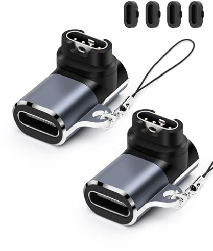 Adaptateur de Charge de Montre, Adaptateur USB C Femelle vers mâle, Port de Charge Compatible avec Garmin Fenix 7/7S/7X/6/6X/6S, etc., Chargeur de Montre de Type C à 90 degrés (90 degrés)