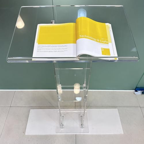GMBAYUE Rednerpultständer aus Acryl, Rednerpult Mobil, Tragbares Kirchenkanzel, Elegantes Professionelles Präsentationspodium für Büro, Klassenzimmer, Restaurant und Mehr