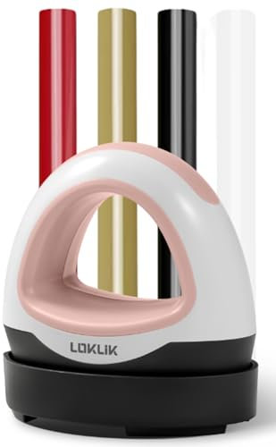LOKLIK Mini Heat Press Starter Bundle - Includes 4X Vinyl, Portable Heat Transfer Vinyl Machine for Sublimation Printing with Compact Plate, HTV Craft Heatpress Machine, Pink