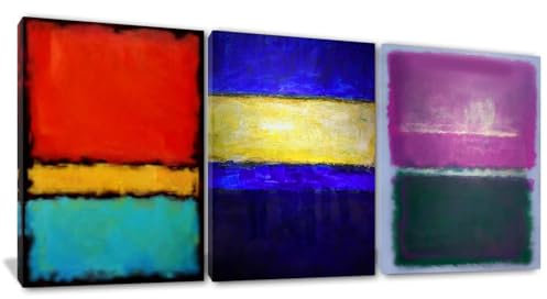NBKJCO 3 pièce Mark Rothko | Leinwand Bilder Leinwand Malerei Poster HD-Druck Bild Heimbüro Wohnzimmer Schlafzimmer Dekorationen Bereit zum Aufhängen 30x45cm (12x18In) x3 Gerahmt(239)