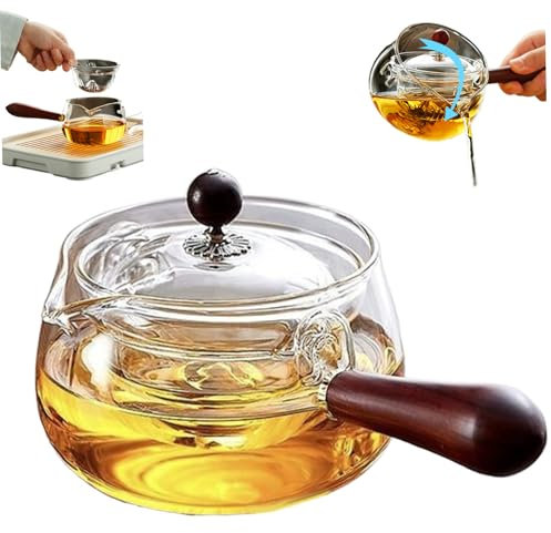 Théière avec infuseur, 580 ml / 19,6 oz en verre borosilicaté théière avec un thé à 360 °, une feuille de fleuris