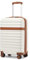 KONO Koffer Trolley Handgepäck Koffer Reisekoffer von ABS+PC Hartschalenkoffer mit 4 Rollen TSA Schloss (Creme/Braun,M)