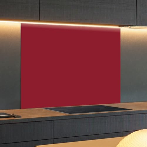 Spritzschutz Küchenrückwand Glas 90 x 60 cm Rubinrot, Küchenwand Wandschutz, Herd Spritzschutz, Rückwand Küche Glas, Pfannenspritzschutz - RUECKWAND24