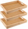 MAKTSAM Juego de 3 bandejas de bambú para servir con asas, 35 x 25 x 4 cm, apilables, rectangulares, para cena, desayuno, bandeja de madera de bambú para cocina, té, café, fiestas, restaurantes
