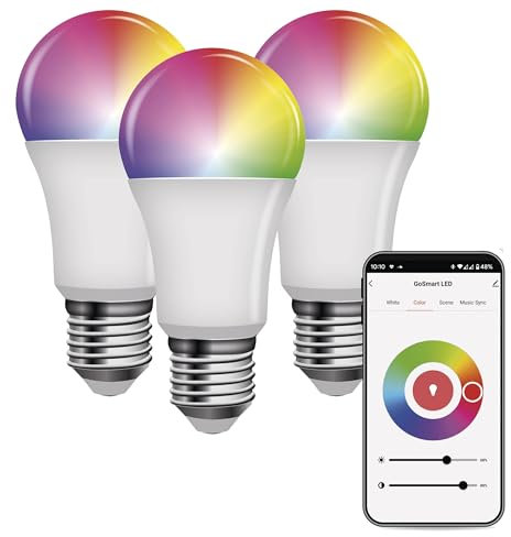 EMOS GoSmart - Smart Home RGB LED-Lampe A60 mit App, 3 Stück - E27 - dimmbar, mehrfarbig & Weißtöne - 1050lm - sparsam, 11W (statt 75W Glühbirne) - 20 000 Stunden - ZigBee - Google Home und Alexa