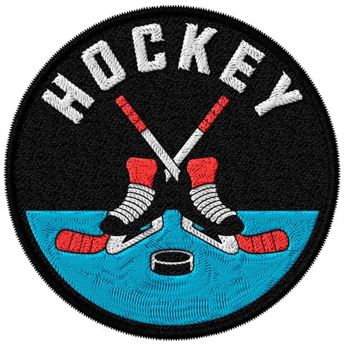 Eishockey-Aufnäher für Kleidung, Puck Stick Rink Slapshot Goal – bestickter Aufnäher zum Aufbügeln für Rucksack, Jacke, Stoff, Sport-Patches für Kleidung, Souvenirs & Geschenke ID45095