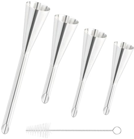 4 pcs Beccucci per Sac a Poche in Acciaio Inox, Ugelli A Sbuffo, Bocchetta per Farcire per Cupcake Donuts, Ugello di Riempimento Lungo, Pasticceria Accessori con Spazzola per Pulizia