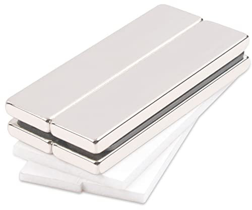 Aenienoe Neodym Magnete 40x10x3mm Selbstklebend Magnet Stark Groß Rechteckige Klebemagnete Magnete für Magnettafel Küchenschrank Haushalt BüRo Craft Magneten 4 Stück
