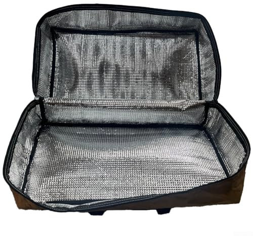 MeevrgR Borsa termica riutilizzabile per barbecue, con doppi manici, per grigliare all'aperto, affumicatori, grande capacità, 46 x 21 x 25,4 cm, coperta per riposo 47 x 27 x 3 cm