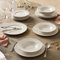 Geneviève Lethu 545867 Service de Table en Porcelaine Blanche 18 pièces pour 6 personnes - Assiettes plates, assiettes creuses, assiettes à dessert - Décor Embossé collection Calais Caudry
