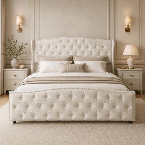 DULRLLY Betten 160x200 Polsterbett mit Stauraum, Hydraulisch Doppelbett mit Chesterfield-Kopfteil, Modernes Samtstoff-Bettgestell mit Leisem Holzlattenrost, Jugendbett für Schlaf- & Gästezimmer