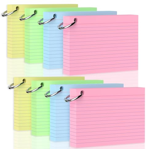 400 Pack Flashcards, Revision Cards A6 (10.2CM x 14CM), Flash Card Coloured | Study Record Cards, Double-Sided Lines Ruled Cue Card for Revision, Pocket Index Prompt Notecard for School Office Home