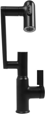 Drehbarer Wasserhahn Küche mit LED Temperaturanzeige 3 Wasserauslass-Modus Messing Wasserhahn Multifunktionaler Verlängerungshahn für Wohnungen Bäder Küche (Schwarz)